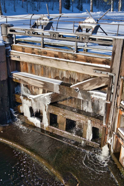 istock Water leaking from closed canal lock gate, Lappeenranta Finland 1463662552