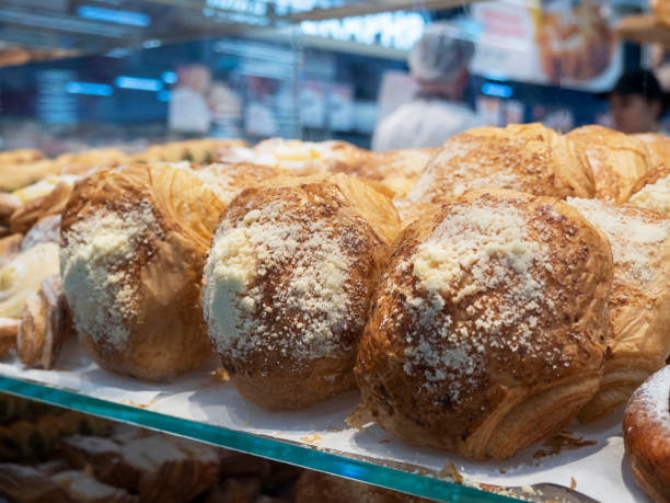 istock Image of baked goods behind glass on a shelf . 1463666713
