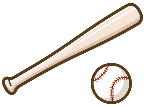 Baseball ball and bat. Vector illustration.