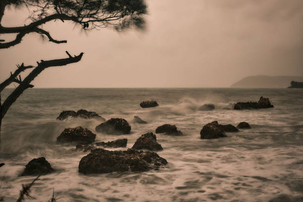 A small winter storm in Montenegro in soft focus