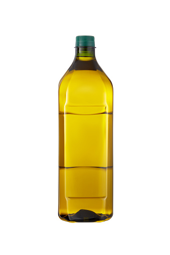 Olive Oil Bottle Over White Background