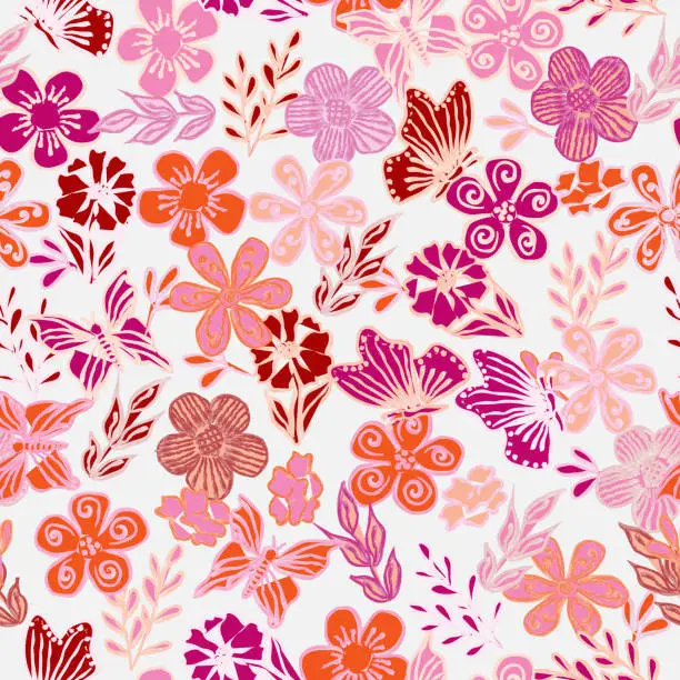 Vector illustration of Watercolor floral seamless pattern