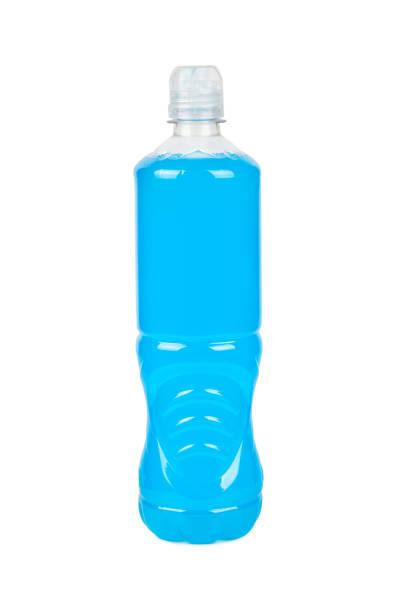 istock Blue isotonic drink in plastic bottle isolated on white background. Multivitamin energy water for sports 1463675684