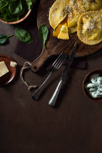 istock Ravioli with spinach, ricotta and egg yolk 1463681941