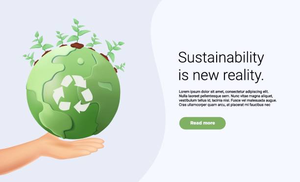 istock Website landing page or presentation slide layout with 3D render illustration of the concept of sustainability 1463685547