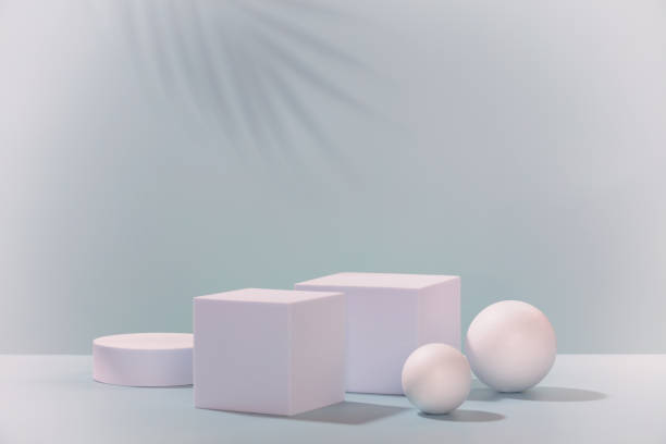 istock Abstract empty geometric shape podiums for product on pastel blue background. 1463688478