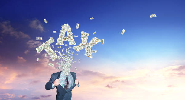 istock Businessman and paying tax concept 1463692235