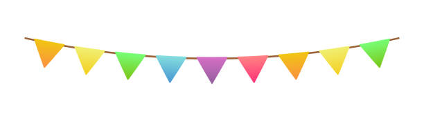 istock Flag rope icon. Triangles garland. Color silhouette. Colorful festival flags. Elements for celebrate, party, canival, template, advertising design. 1463697933