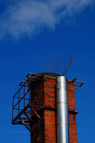 istock Platform for a stork's nest on an old chimney. 1463700299
