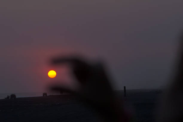 istock Sunset on Guatemala beach, black volcanic sand. 1463700858