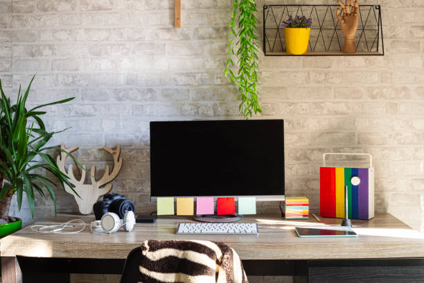 istock Workspace for professional photographer.Workplace for photo retouching in modern studio.DSLR camera,tablet with pen for retouching images. 1463703268