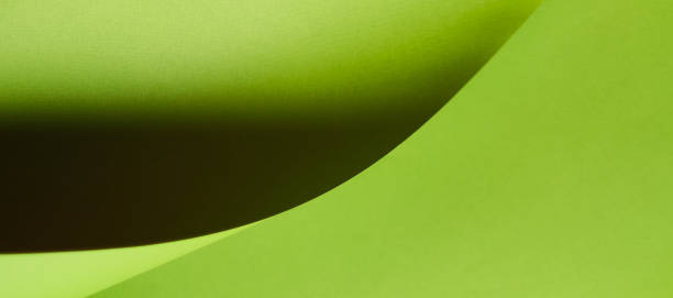 istock blurred green background with copy space. Top view. Close-up image. Concepts: lines and geometry. Creative geometric curved paper with light and shadows. 1463713594