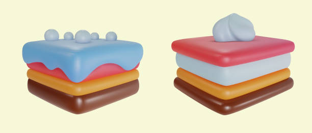 istock Set 3d realistic vector piece of cake or cheesecake in cartoon minimal style. Holiday colorful tasty dessert icon. Bright glossy sweet food element. Collection creative cute child art illustration. 1463716238