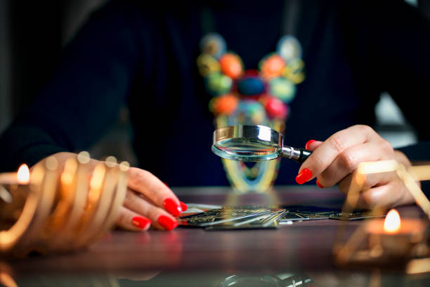 istock consider tarot cards throw a magnifying glass. 1463718203
