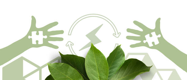 istock Energy saving for saving electricity on white background , saving electricity, Natural Energy, Jigsaw, Sustainable, green, copy space, banner, website -3d Rendering 1463718311
