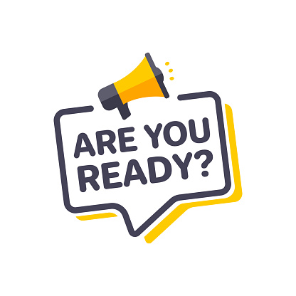 Are You Ready Megaphone Marketing Advert Label