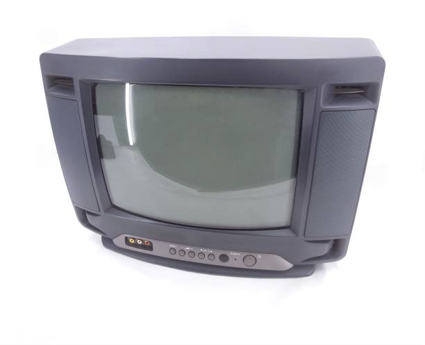 istock CRT TV is black, isolated on a white background. 1463740311