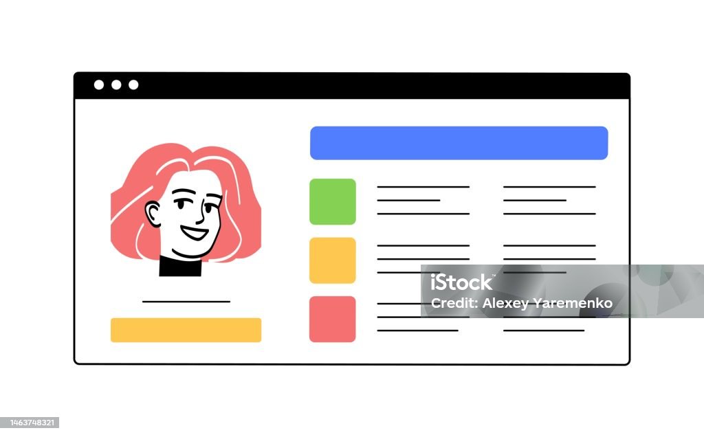 Profile Page Design For Pc Stock Illustration - Download Image Now ...