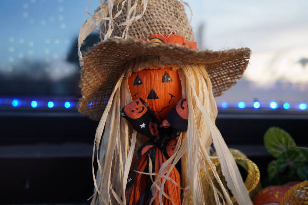 istock Selective focus of funny scarecrow against a blurred background 1463752043
