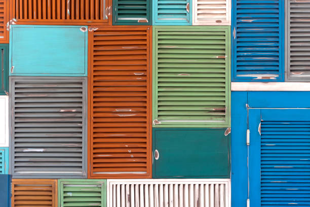 istock Colorful wooden windows background 1463752963