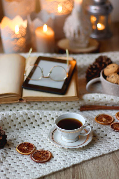 istock Tea, Books, Tablet, Cookies and Candles 1463755208