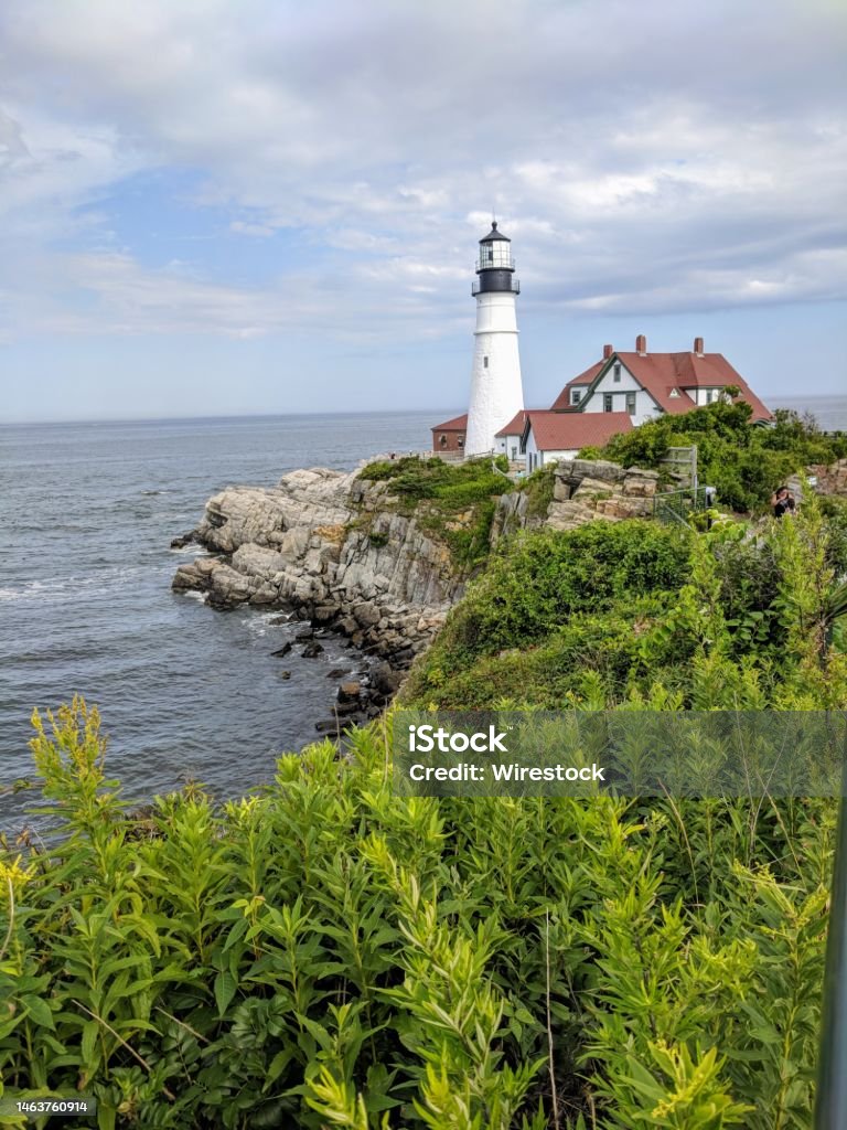 Spring Point Ledge Lighthouse in South Portland, Maine The Spring Point Ledge Lighthouse in South Portland, Maine House Stock Photo