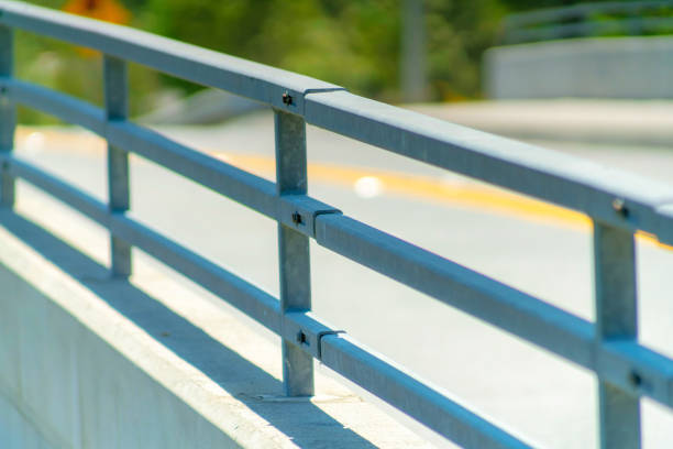 istock Selective focus shot of a metal railing in a park 1463763101