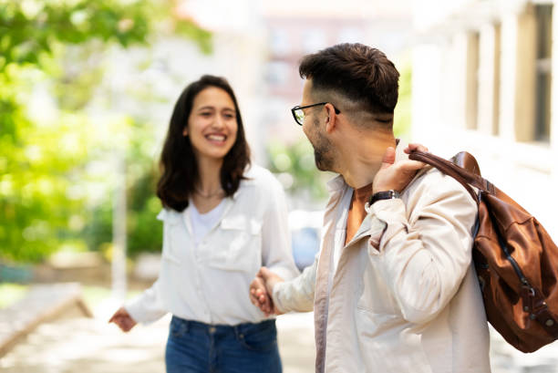 istock Loving couple walking in the city 1463763123