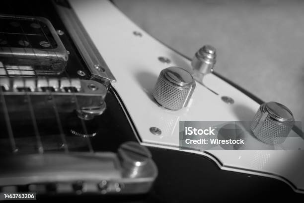 Electric Guitar Buttons Stock Photo - Download Image Now - Black And White, Close-up, Electric Guitar