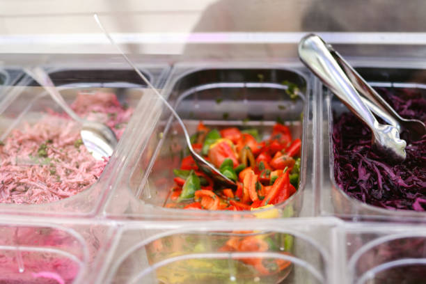 istock Salad bar, marinated onions, peppers, red cabbage 1463765065