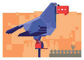 istock pigeon holding speech bubble and standing on mailbox 1463766115