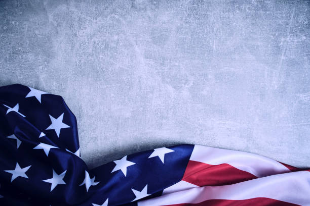 istock Star spangled flag United States America concrete background. 1463766477