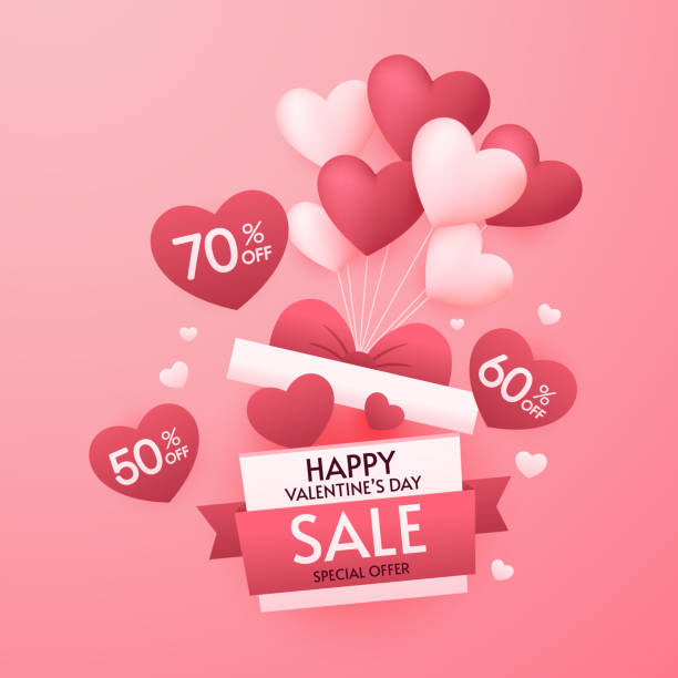 ilustrações de stock, clip art, desenhos animados e ícones de promo web banner for valentine's day sale. beautiful background with red hearts. vector illustration with seasonal offer. valentine's day poster. - candy cane flash