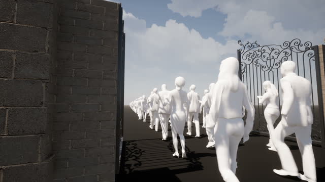 People walking through heaven's gate