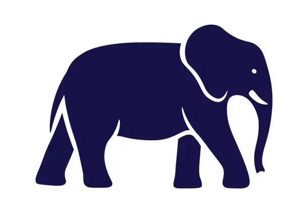 Vector illustration of Elephant shape flat icon Cartoon animal silhouette