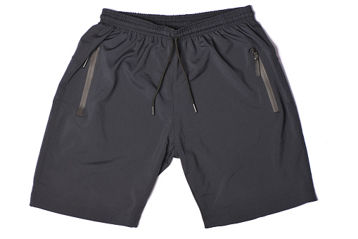 Light summer black shorts. Front view.  High resolution photo. Full depth of field.
