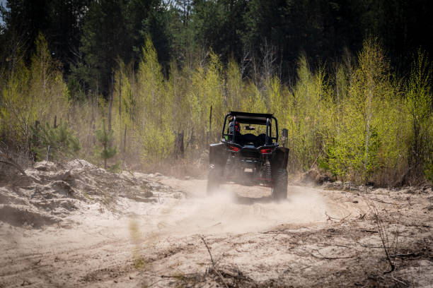 istock Summer UTV, ATV & offroad driving in dust. Quad racing 1463788918