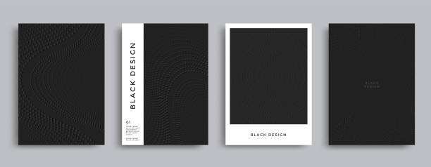 물결 모양의 점선 패턴이 있는 현대적인 블랙 커버 디자인 - mesh abstract backdrop backgrounds stock illustrations