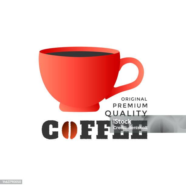 Cups Only Sign Red Coffee Cup Sign For Cafe Stock Illustration - Download Image Now ...