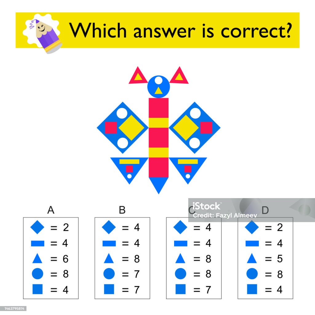 Istock Math Problems Math Activity For Kids Answer Is C Stock Illustration - Download Image ...