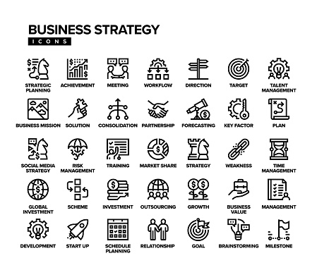 Business Strategy Line Icon Set