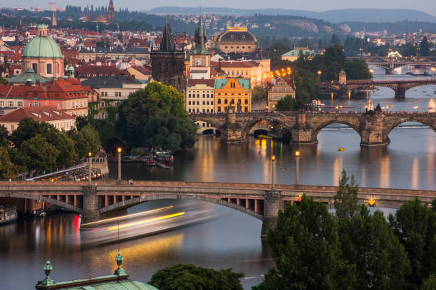 istock Prague cityscape at sunset. Czech Republic. Beautiful prague view. 1463797013