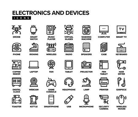 Electronics and Devices Line Icon Set