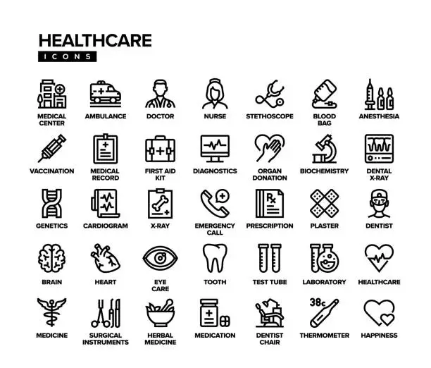 Vector illustration of Healthcare Line Icon Set