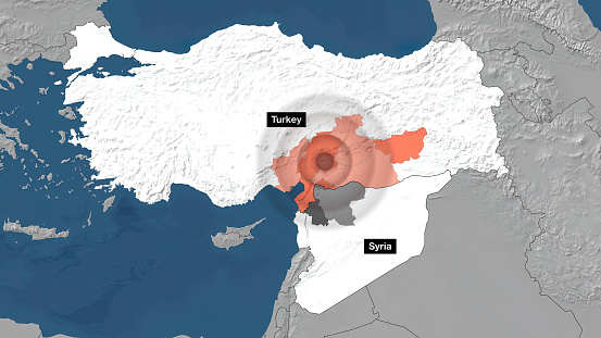 Animación del mapa del terremoto de Turquía. photo