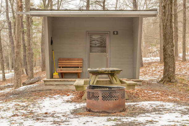 istock View of a small modern rental cabins at a state park. 1463802455