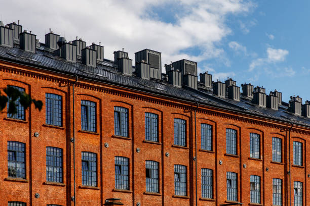 istock Red brick facade of the factory. 1463804445