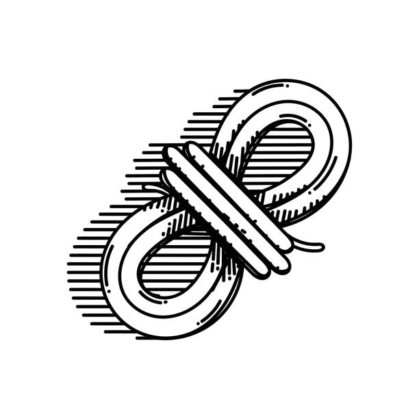 Rope Line icon, Sketch Design, Pixel perfect, Editable stroke. Camping Rope. Rope Line icon, Sketch Design, Pixel perfect, Editable stroke. Camping Rope. rope tied knot string knotted wood stock illustrations