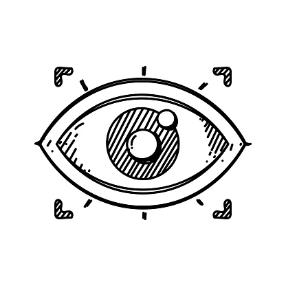 Eye Security Scanner Line icon, Sketch Design, Pixel perfect, Editable stroke, Padlock, Security, Encryption.