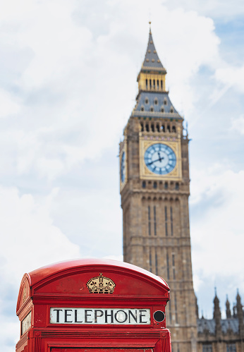 London Red Telephone Box and Big Ben, UK